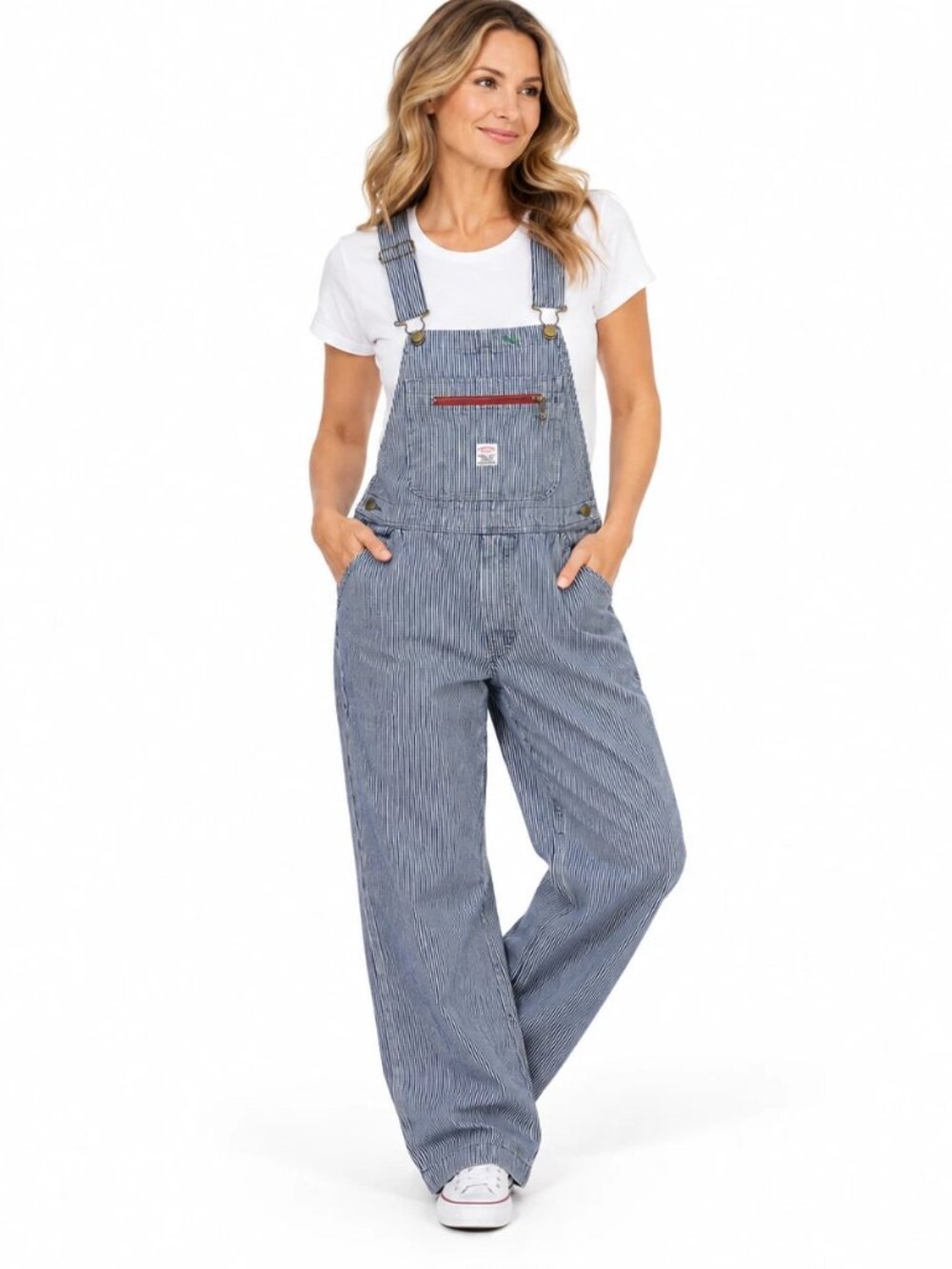 VTG Pointer Brand Railroad Stripe Bib Overalls 38 Waist Workwear Shortened READ